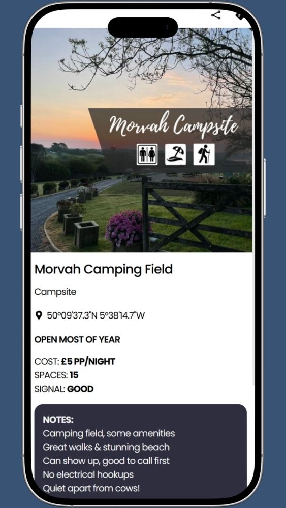 campervan site south cornwall