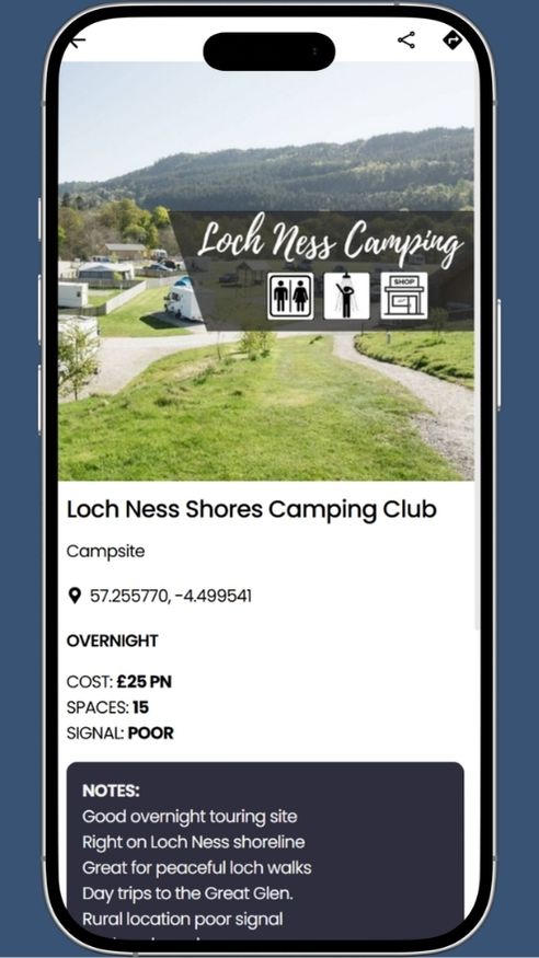campervan site at loch ness