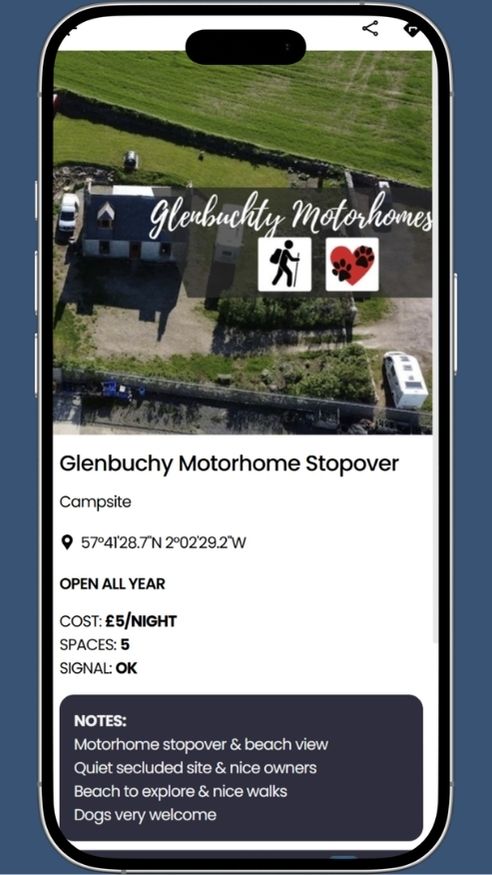 campervan friendly site near fraserburgh