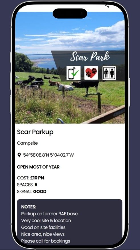 campervan friendly site near stranraer