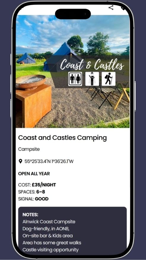 campervan campsite near alnwick