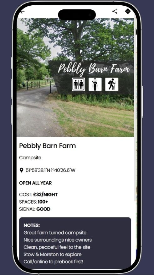 campervan friendly site near banbury